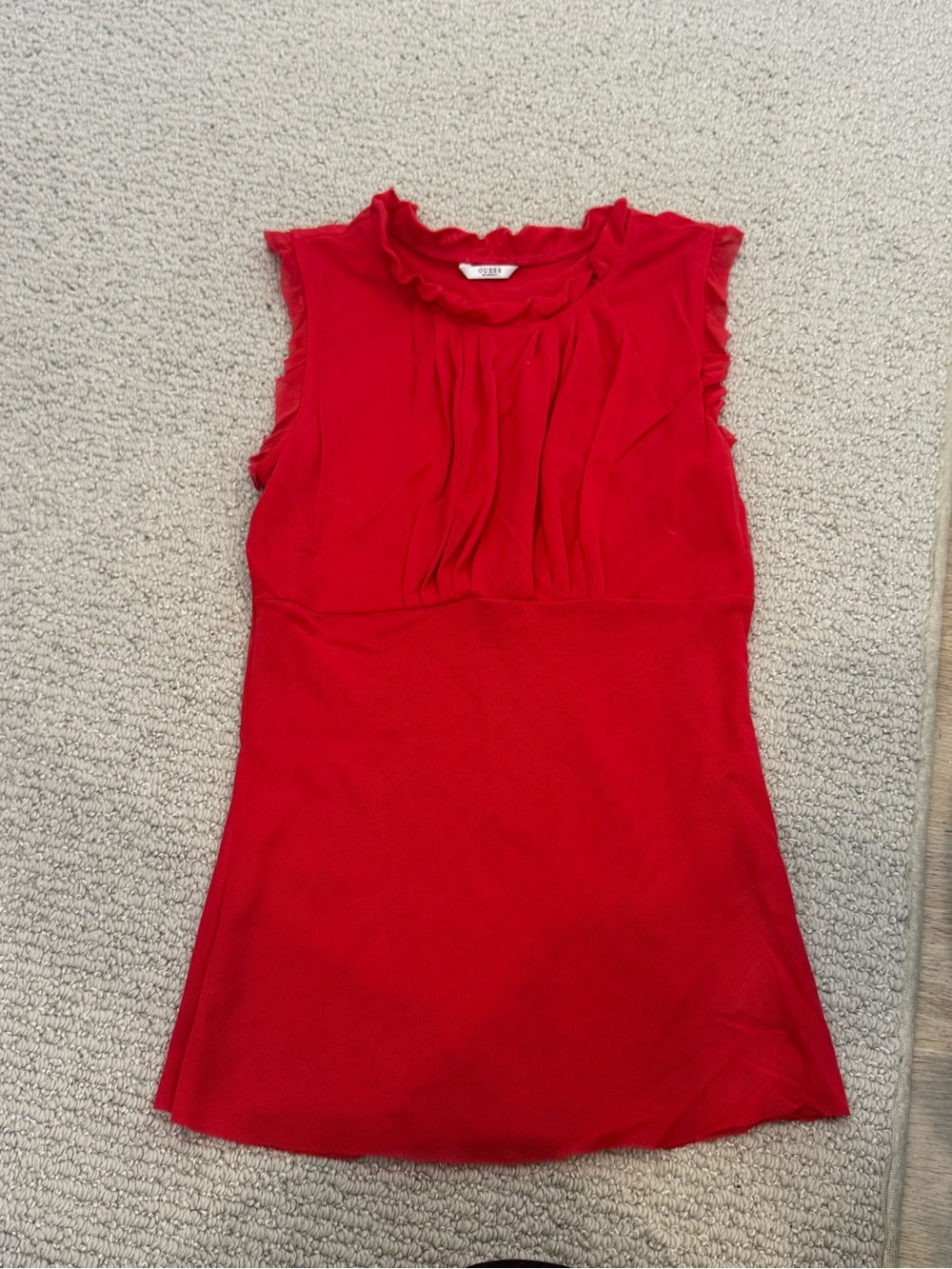 GUESS Sleeveless Ruffle Neck Women's Top